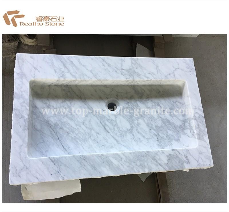 Cararra White Marble Singal Solid Bathroom Basin