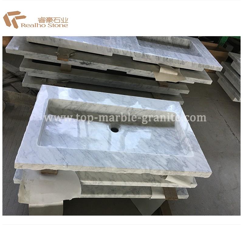 Cararra White Marble Singal Solid Bathroom Sink