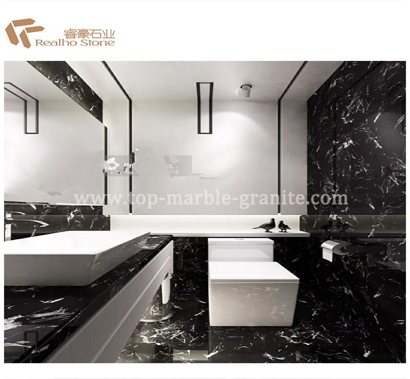 Black Ice Marble Tiles For Bathroom
