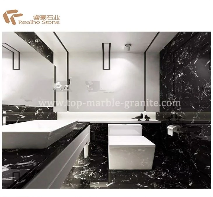 Black Ice Marble Tiles For Bathroom