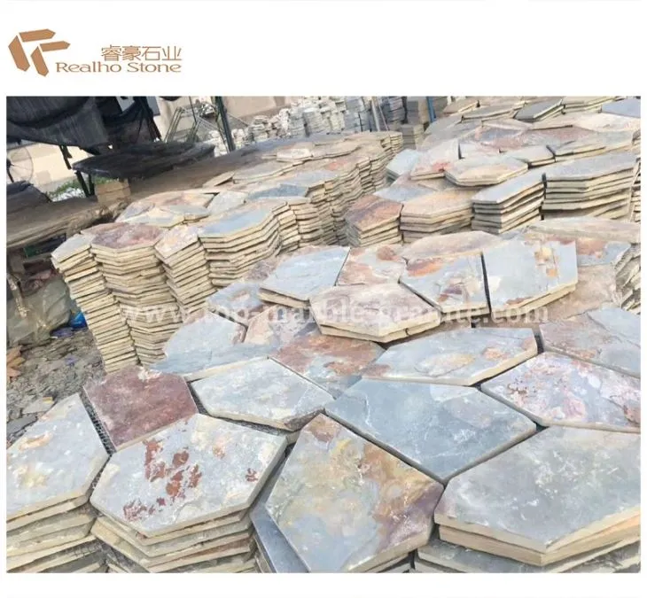 Irregular slate pavings