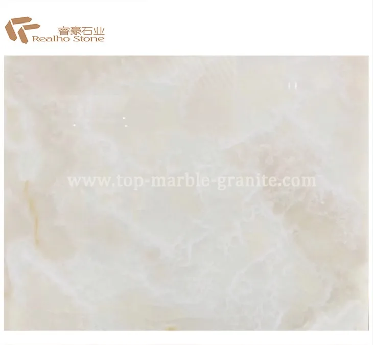 Natural White Onyx Slab Polished With Golden Veins
